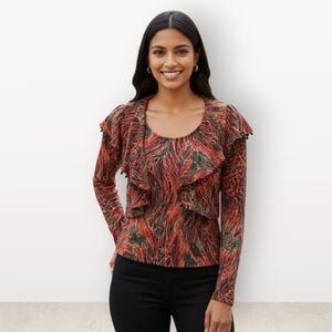 SZ14 2Pc Matching Set Tank Beaded Bolero Jacket Red Gold Joseph Ribkoff